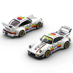 Lot57Supplies Diecast Shop: White 1:64 scale INNO64 RWB 930 diecast model car with Apple Computer livery and rainbow stripe.