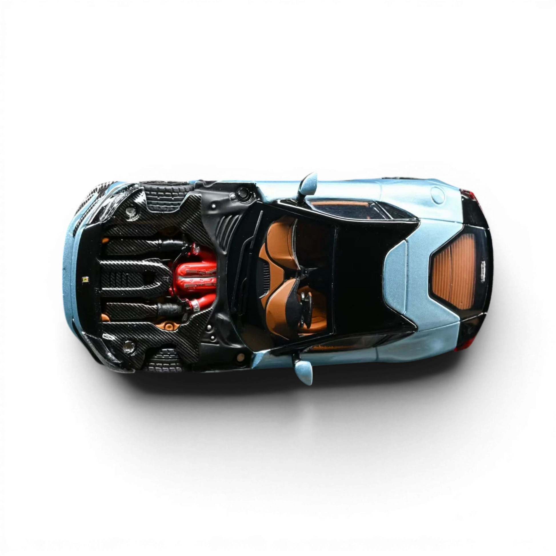 Lot57Supplies Diecast Shop 1:64 scale 7cm Model 12 cilindri supercar in Azzurro California with open engine bay