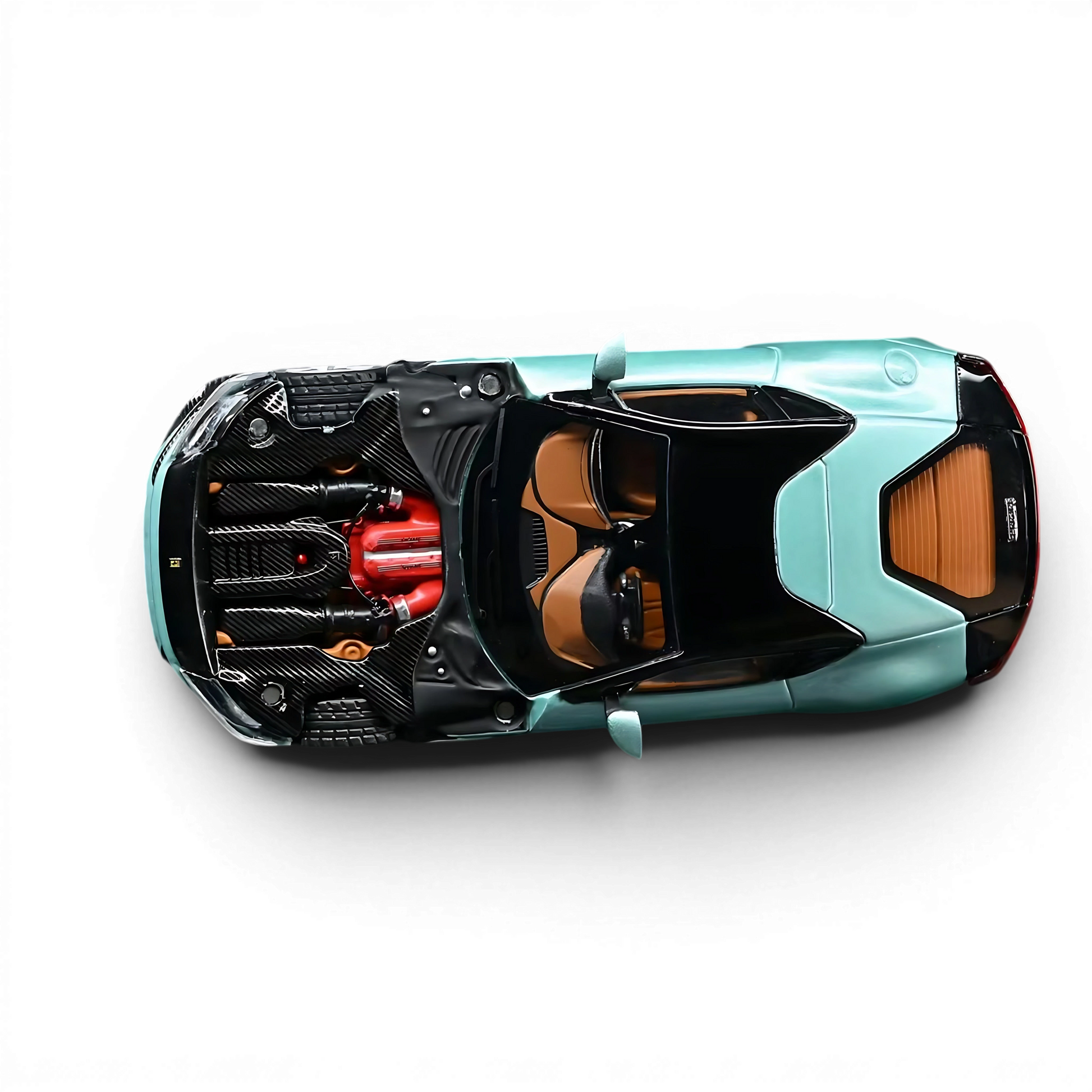 Lot57Supplies Diecast Shop 1:64 scale 7cm Model 12 cilindri supercar in Celeste Trevi with detailed engine bay