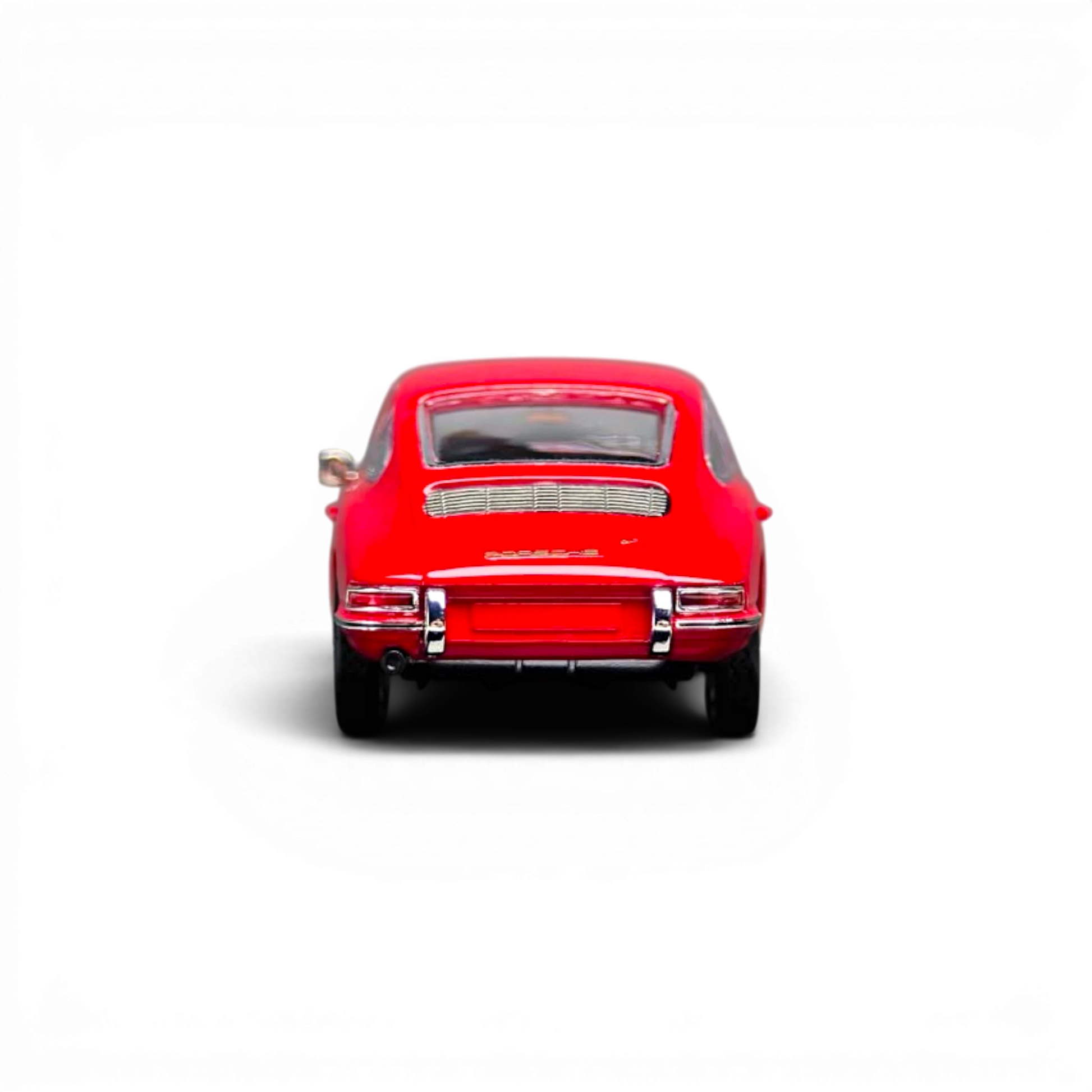 Lot57Supplies Diecast Shop Carport Model 911 diecast car in track red, 1:64 scale, rear view on black background.