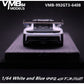 Lot57Supplies Diecast Shop 1:64 scale resin VMB 992 GT3 RS model car in white and blue, rear view on display base
