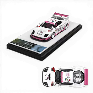 Lot57Supplies Diecast Shop: White 1:64 scale diecast Ferrari F40 with Hello Kitty livery and pink accents.
