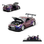 Lot57Supplies Diecast Shop 1:64 scale chameleon purple diecast AOC GT-R 35 RR model car with opening doors and hood.