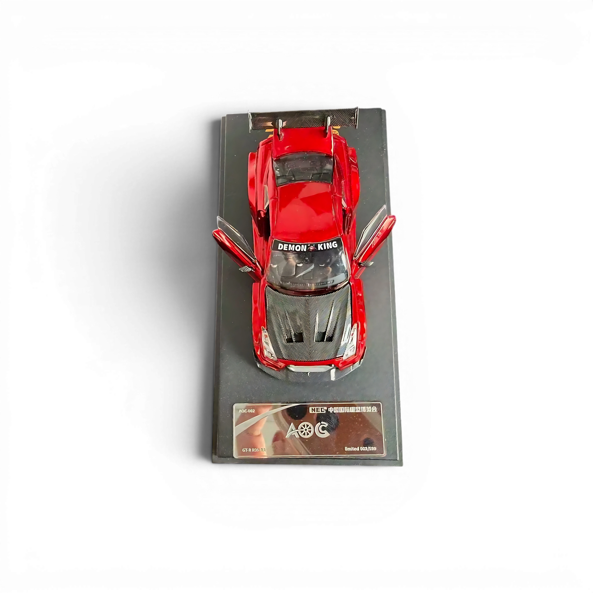Lot57Supplies Diecast Shop AOC GT-R 35 RR 1:64 scale metallic red diecast model car with opening doors and carbon hood