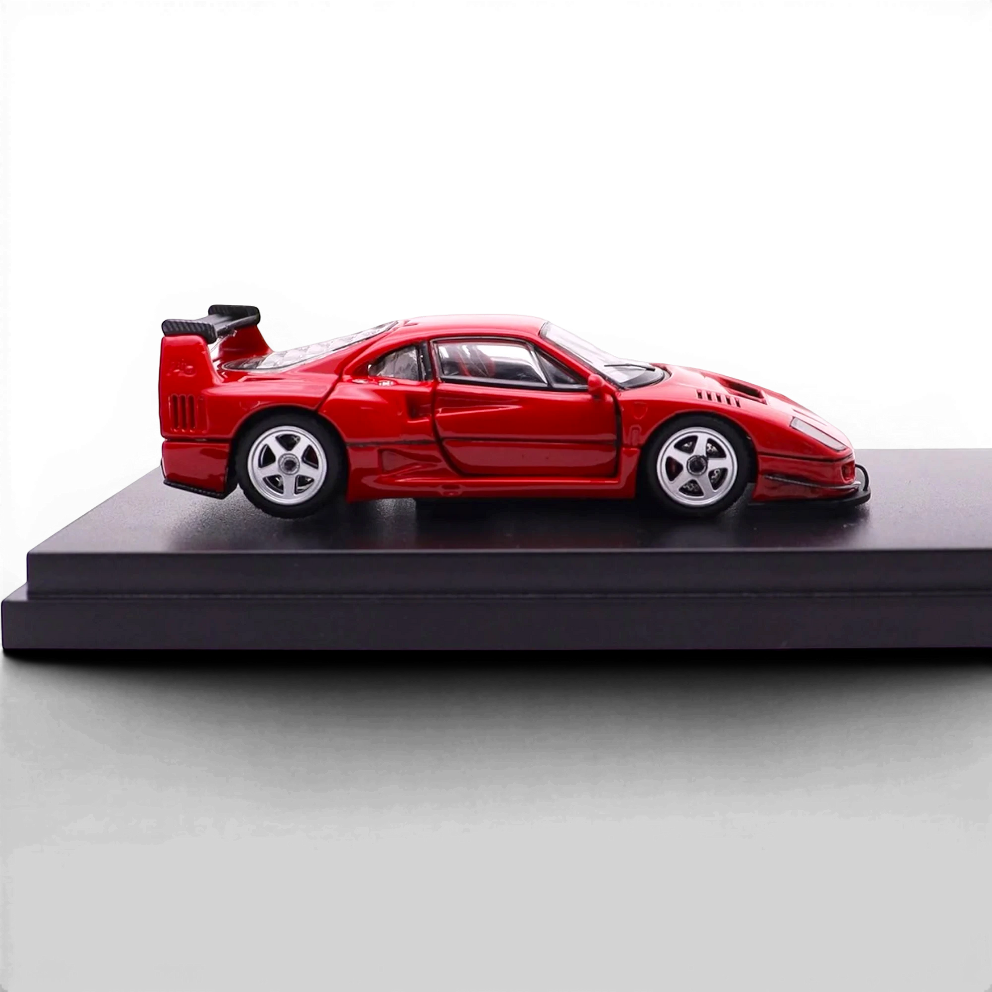 Lot57Supplies Diecast Shop AOC LBWK F40 1:64 scale diecast model car in red with black rear wing on display base