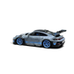 Lot57Supplies Diecast Shop HH Model 1:64 scale Arctic Grey Porsche 992.1 GT3 RS resin diecast car with blue wheels.