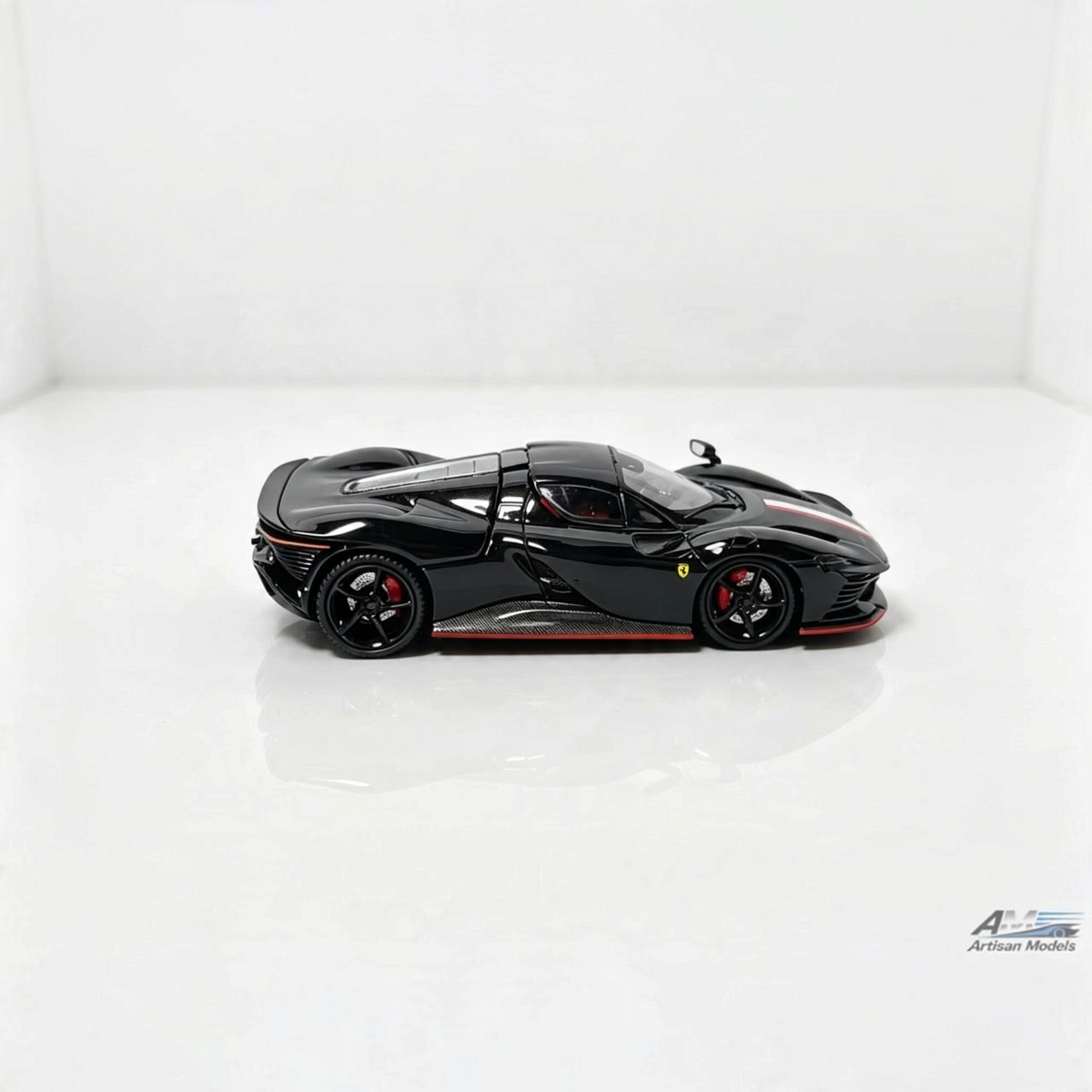 Lot57Supplies Diecast Shop Artisan Models 1:64 scale Ferrari SP3 diecast car in gloss black with red accents