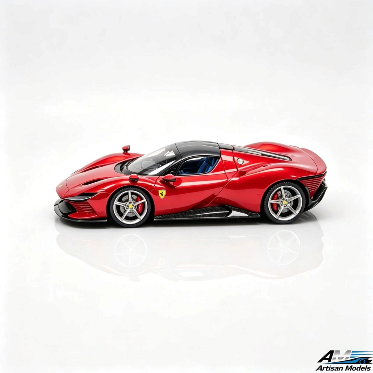 Lot57Supplies Diecast Shop Artisan Models 1:64 scale diecast Ferrari SP3 in metallic red, side profile view.
