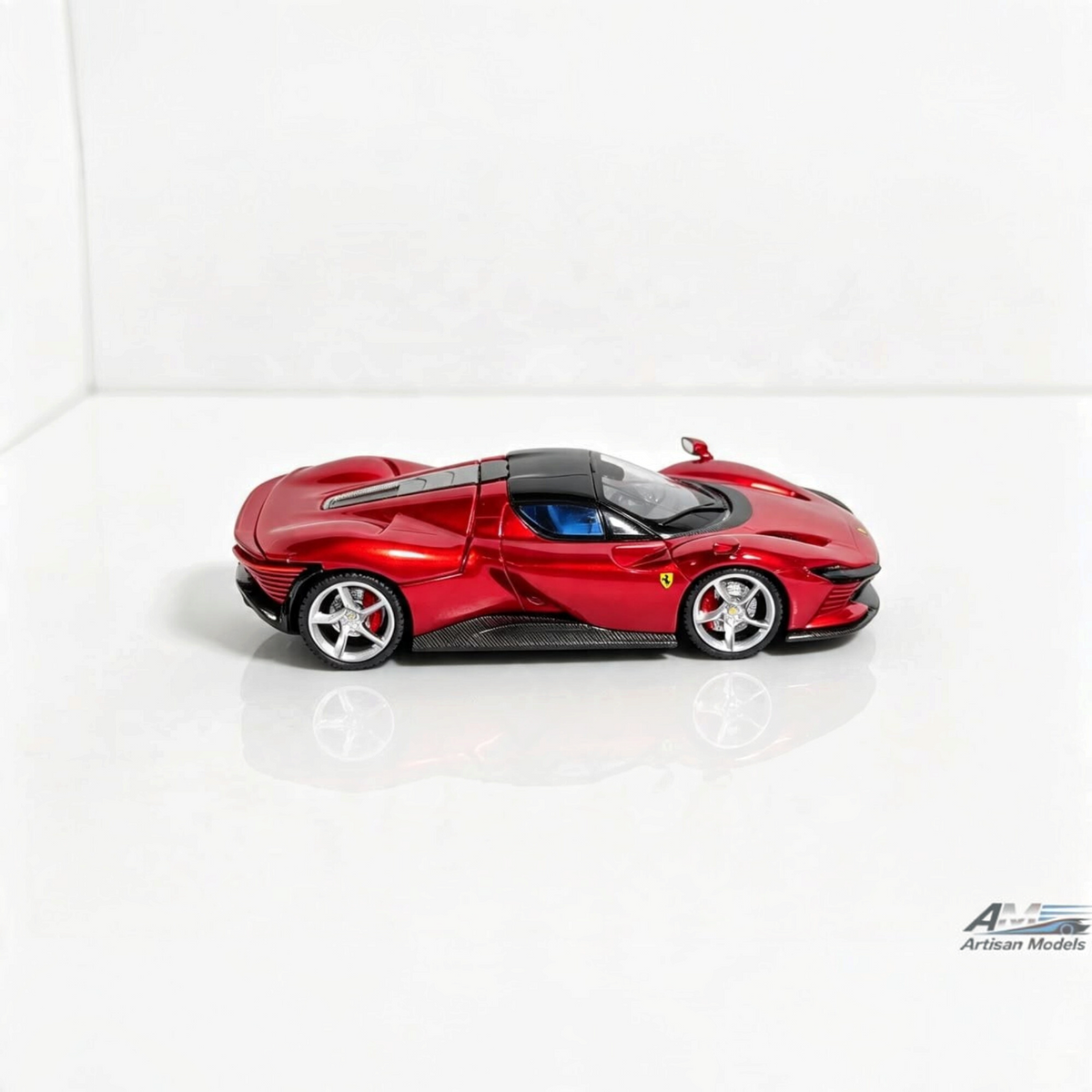 Lot57Supplies Diecast Shop Artisan Models 1:64 scale diecast Ferrari SP3 in metallic red, side profile view.