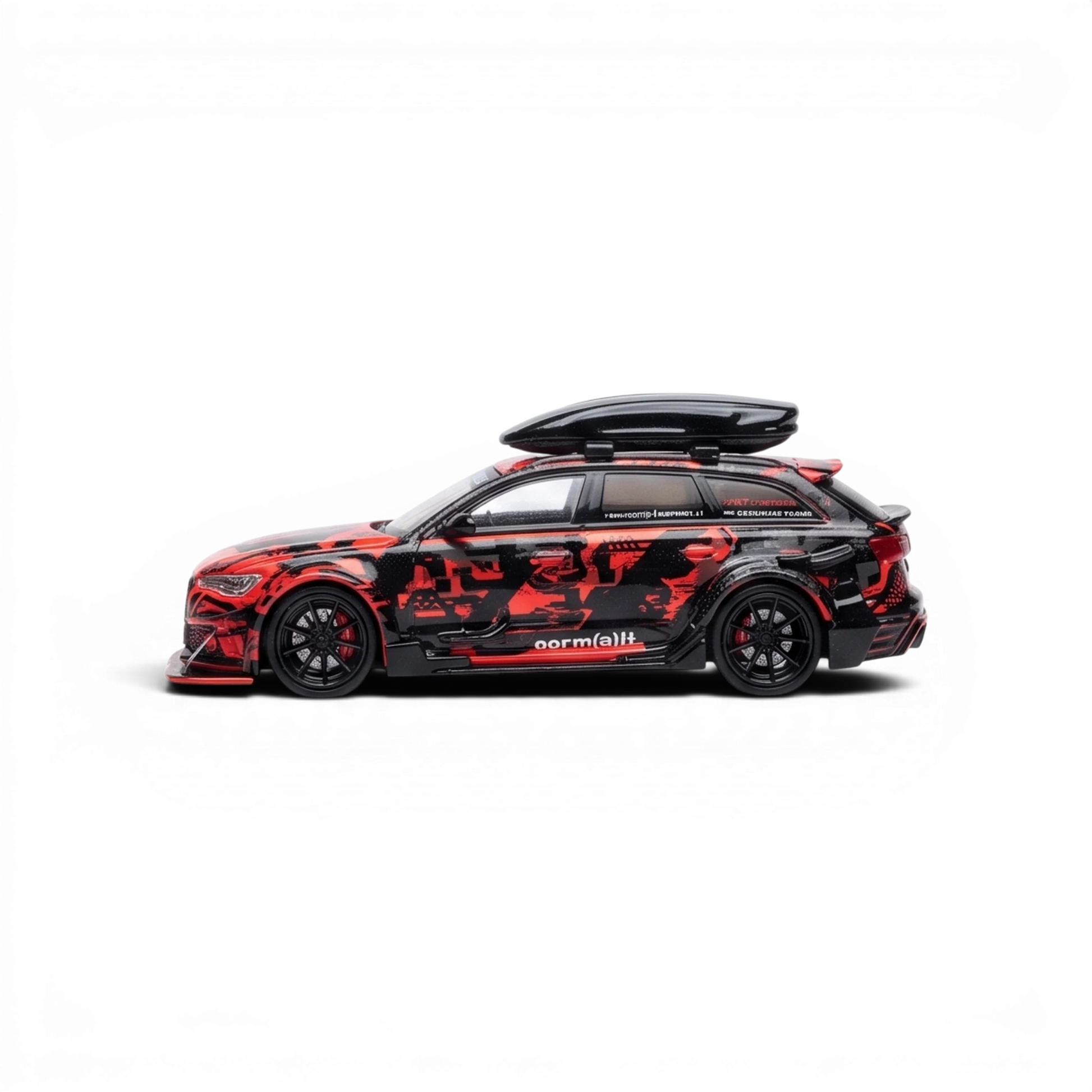 Lot57Supplies Diecast Shop TPC Audi RS6 1:64 scale diecast model in red and black digital snow livery with roof box