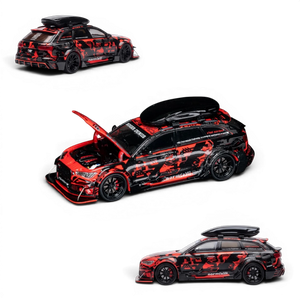 Lot57Supplies Diecast Shop TPC Audi RS6 1:64 scale diecast model in red and black digital snow livery with roof box