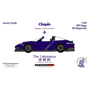 The Laboratory x DarwinPRO 1:64 scale Aurora Purple Porsche 911 (992) Targa Chopin Kit resin model.