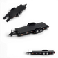 Lot57Supplies Diecast Shop Auto World 1:64 scale black diecast metal open car trailer with removable loading ramps.