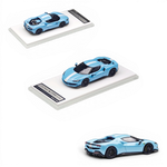 Lot57Supplies Diecast Shop 1:64 scale Zincit Model 296GTB diecast car in baby blue with white racing stripes.