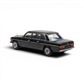Lot57Supplies Diecast Shop 1:64 scale black Mercedes-Benz W123 Limo 240D diecast model car, rear three-quarter view.