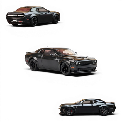 Lot57Supplies Diecast Shop Stance Hunters 1:64 scale pitch black Dodge Challenger SRT Hellcat diecast model car