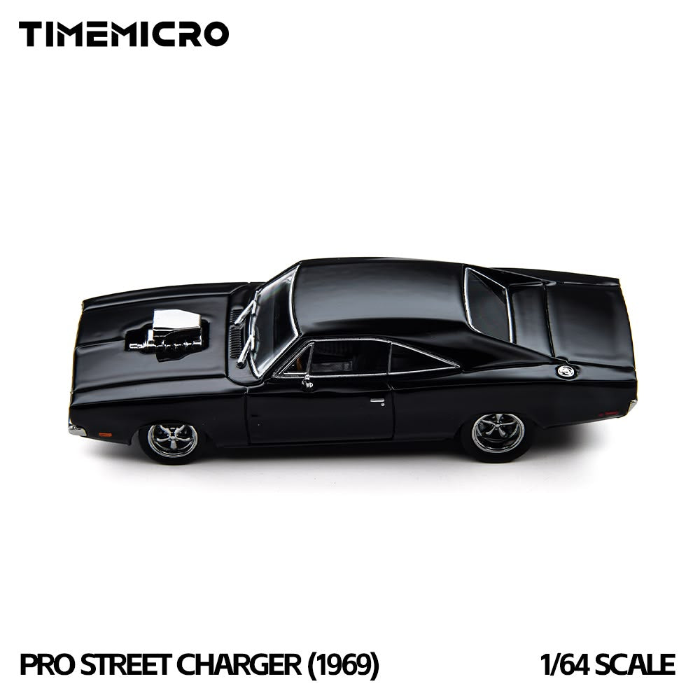 Lot57Supplies Diecast Shop 1:64 scale black 1969 Dodge Pro Street Charger diecast model car, side view
