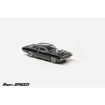 Lot57Supplies Diecast Shop 1:64 scale black Fast Speed Dodge Charger R/T diecast car with exposed engine detail