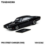 Lot57Supplies Diecast Shop 1:64 scale black 1969 Dodge Pro Street Charger diecast model with exposed engine detail