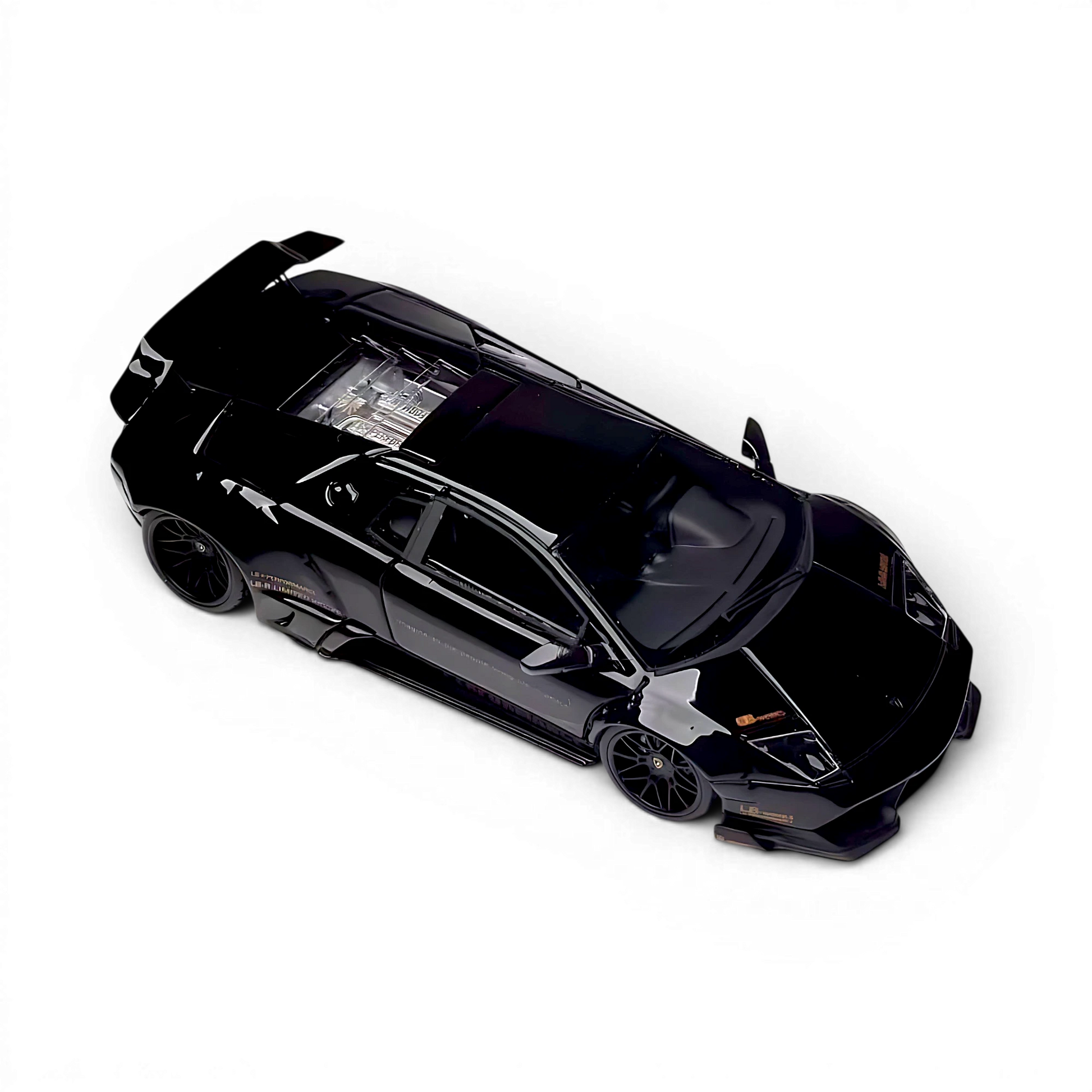 Lot57Supplies Diecast Shop MiniCraftsman 1:64 scale black and gold resin LB Murcielago model car, top-down view.