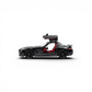 Lot57Supplies Diecast Shop black 1:64 scale Mercedes-Benz SLS AMG BS model car with red interior and gullwing doors open.