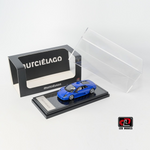 Lot57Supplies Diecast Shop 1:64 scale blue LCD Lamborghini Murciélago diecast model car with display case
