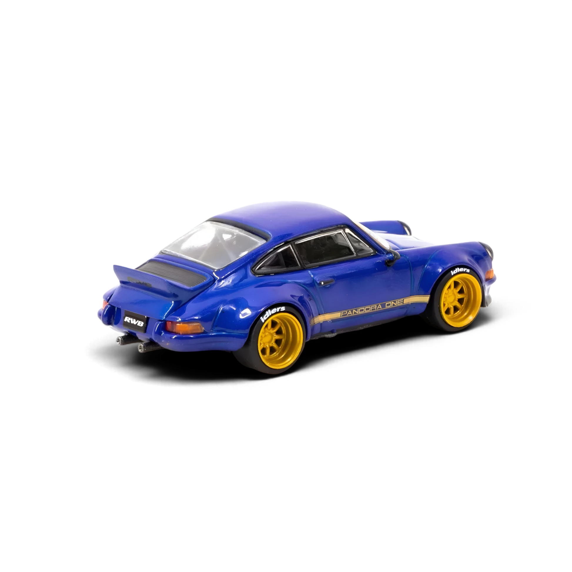 Lot57Supplies Diecast Shop 1:64 scale blue Porsche RWB Backdate diecast model car with gold wheels