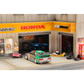Lot57Supplies Diecast Shop 1:64 scale GHOST PLAYER BMW E30 diecast car in 7-Eleven livery parked in a miniature garage