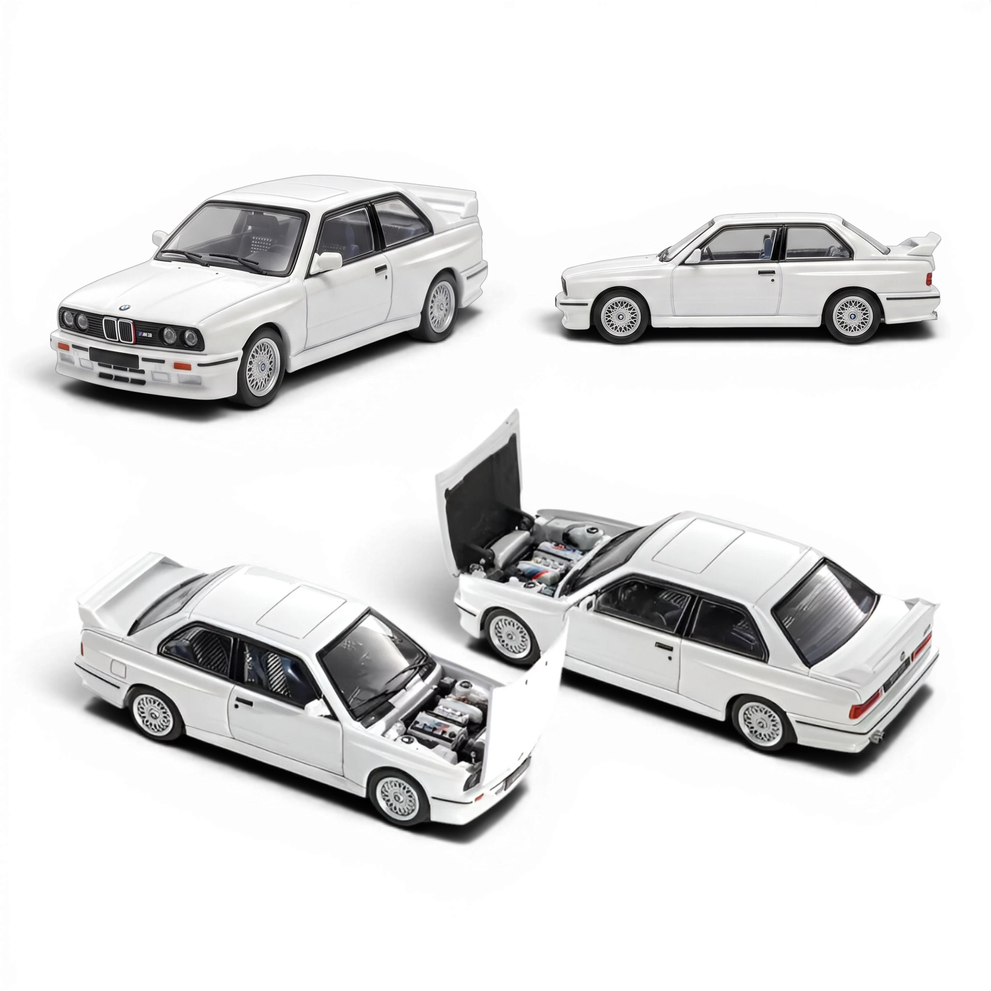 Lot57Supplies Diecast Shop Mortal 1:64 scale pearl white BMW E30 M3 diecast model car with opening hood