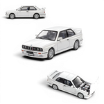 Lot57Supplies Diecast Shop Mortal 1:64 scale pearl white BMW E30 M3 diecast model car with opening engine hood.