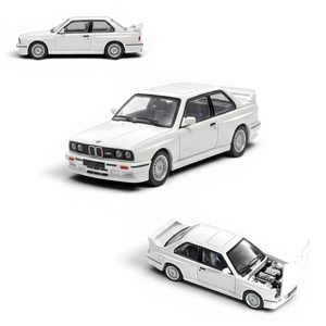 Lot57Supplies Diecast Shop Mortal 1:64 scale pearl white BMW E30 M3 diecast model car with opening engine hood.