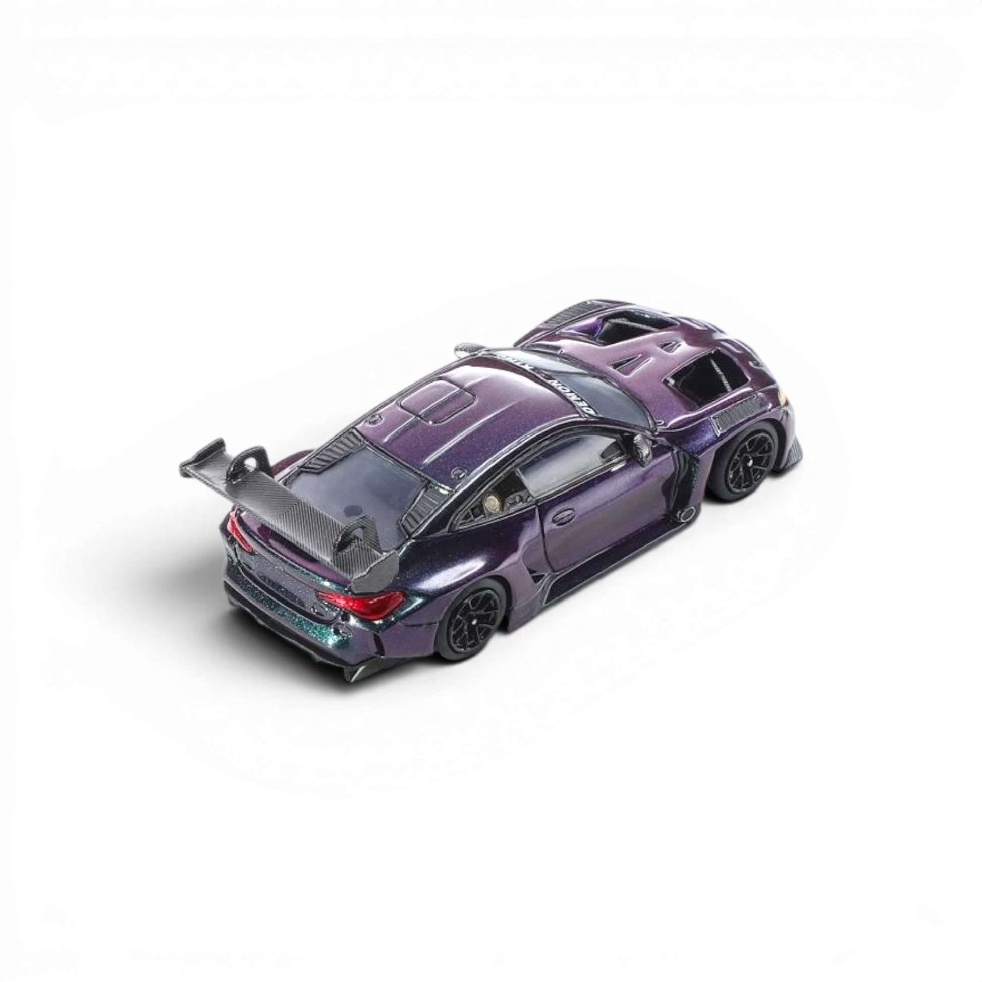Lot57Supplies Diecast Shop Demon King Auto 1:64 scale BMW M4 GT3 diecast model car with a purple chameleon livery.