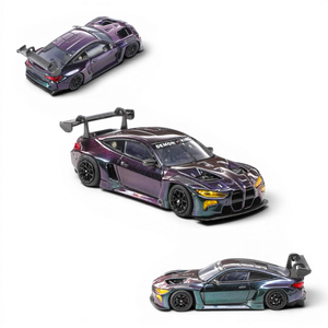 Lot57Supplies Diecast Shop 1:64 scale Demon King Auto BMW M4 GT3 diecast model car with a chameleon color-shift finish.