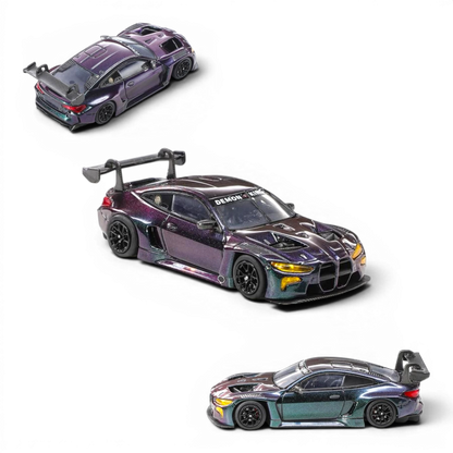 Lot57Supplies Diecast Shop 1:64 scale Demon King Auto BMW M4 GT3 diecast model car with a chameleon color-shift finish.