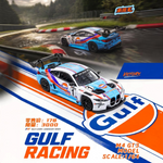 Lot57Supplies Diecast Shop 1:64 scale Demon King Auto BMW M4 GT3 diecast car in iconic blue and orange Gulf livery