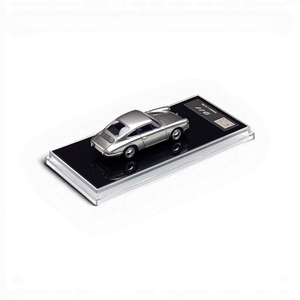 Lot57Supplies Diecast Shop Carport Model 911 diecast car in GT Silver, 1:64 scale on a black display base.