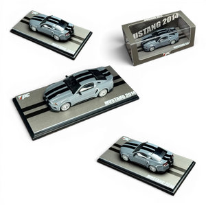 Lot57Supplies Diecast Shop TPC 1:64 scale cement gray 2014 Mustang diecast model car with black racing stripes