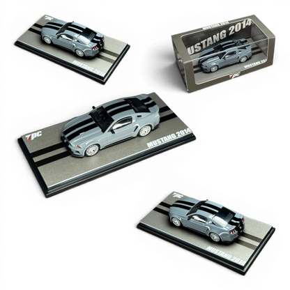 Lot57Supplies Diecast Shop TPC 1:64 scale cement gray 2014 Mustang diecast model car with black racing stripes