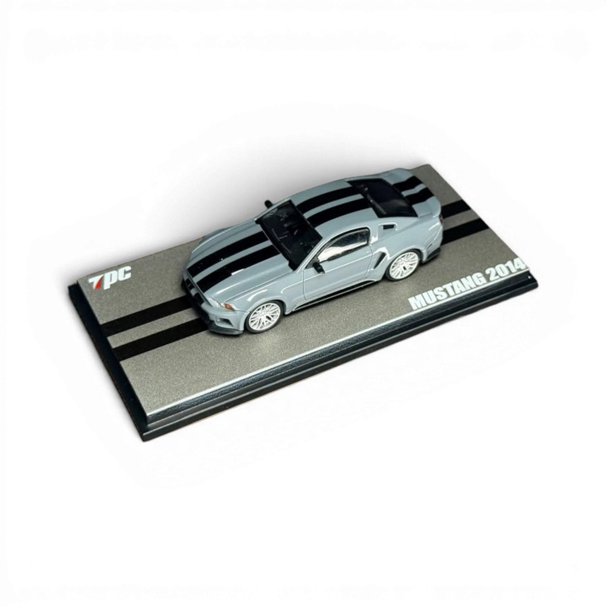 Lot57Supplies Diecast Shop TPC 1:64 scale cement gray 2014 Mustang diecast model car with black racing stripes
