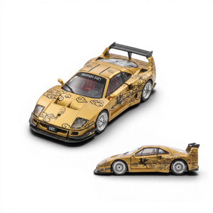 Lot57Supplies Diecast Shop 1:64 scale Demon King Auto F40 diecast car in champagne gold with black cloud motifs
