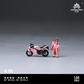 Lot57Supplies Diecast Shop 1:64 scale resin motorcycle and rider figure set featuring a pink cherry blossom livery.