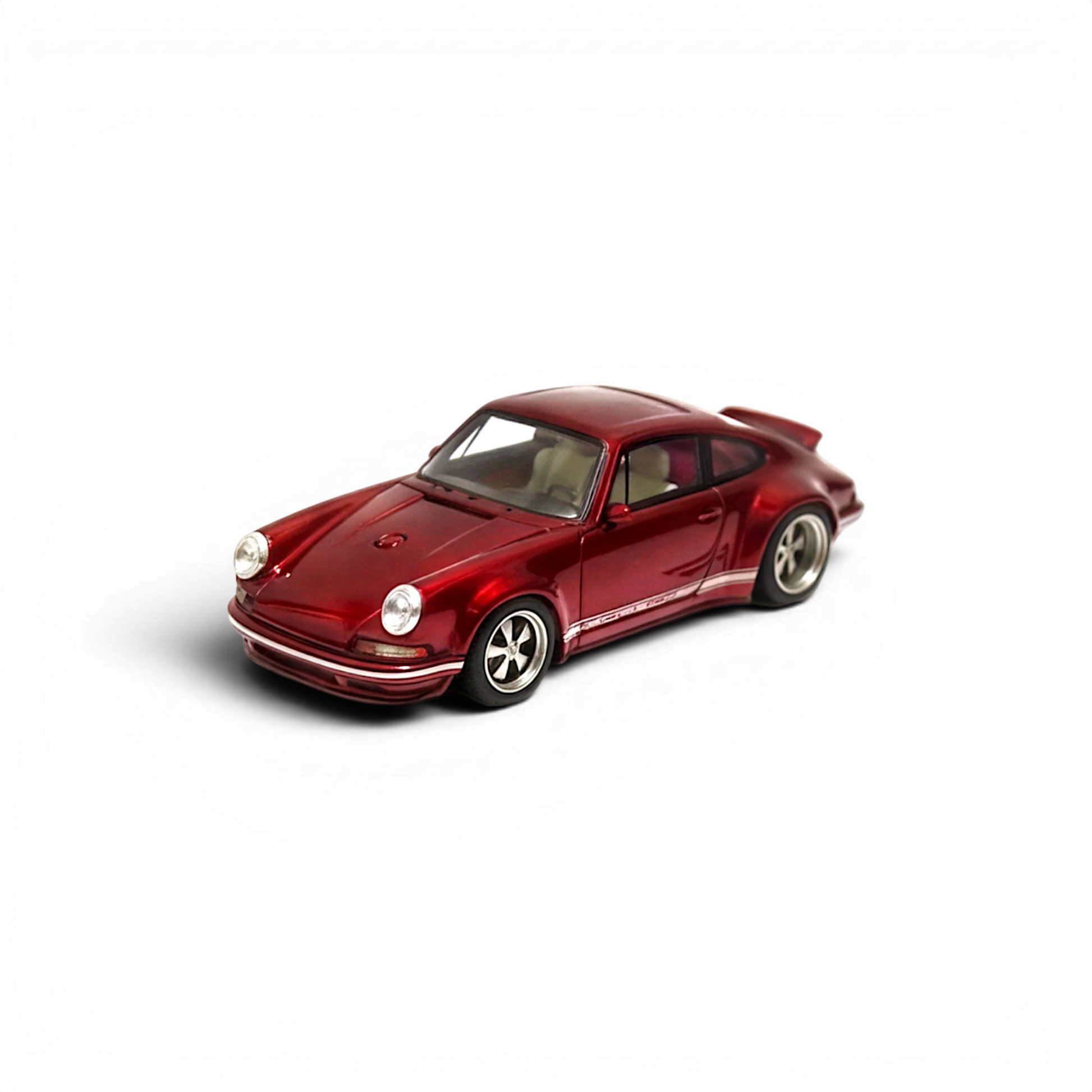 Lot57Supplies Diecast Shop Cherry Red DeepMaker Singer DLS 1:64 scale resin model car with acrylic base.