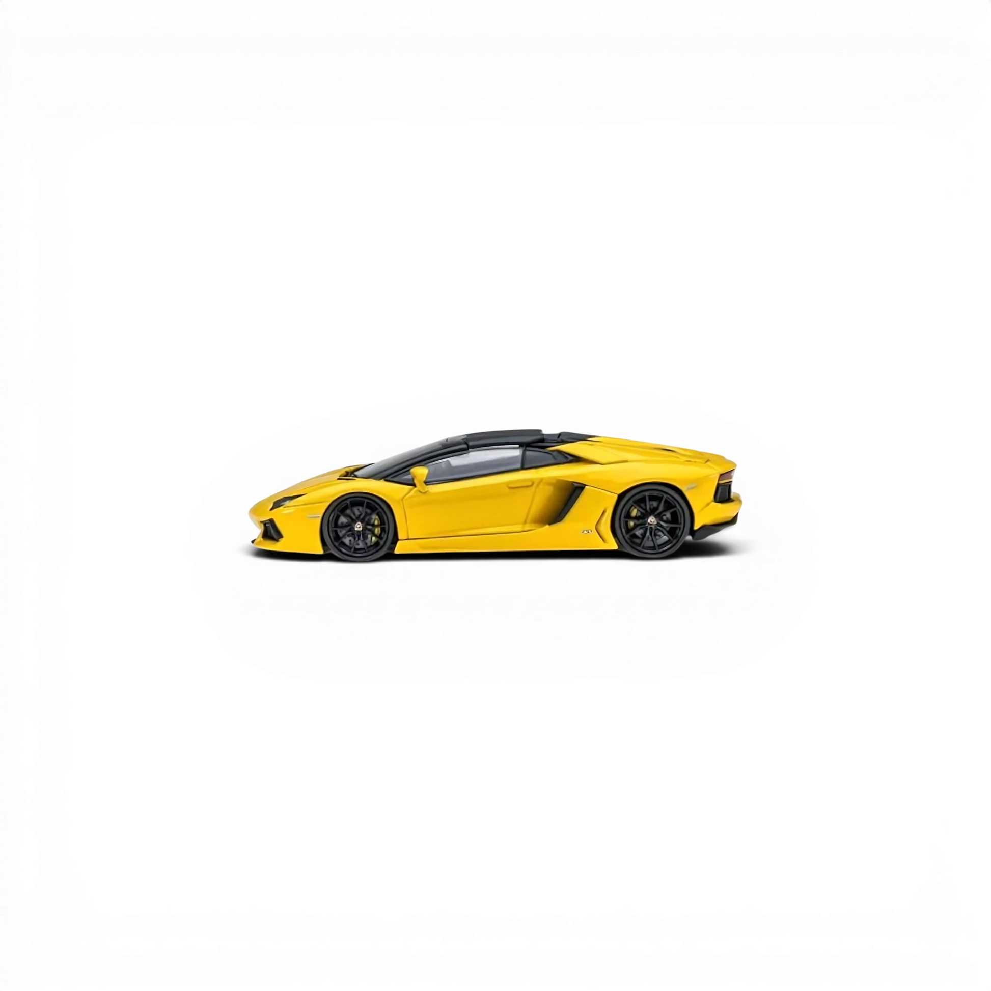 Lot57Supplies Diecast Shop CLASSIC GARAGE LP700 Roadster diecast model car in May Yellow, 1:64 scale side view.