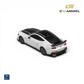 Lot57Supplies Diecast Shop CM Model 1:64 Oxford White Ford Mustang Dark Horse diecast car with black racing stripes and black roof.