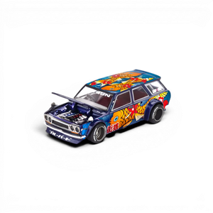 Lot57Supplies Diecast Shop Mini GT x Kaido House Datsun 510 Wagon Koi V1 diecast model with blue koi fish graphics