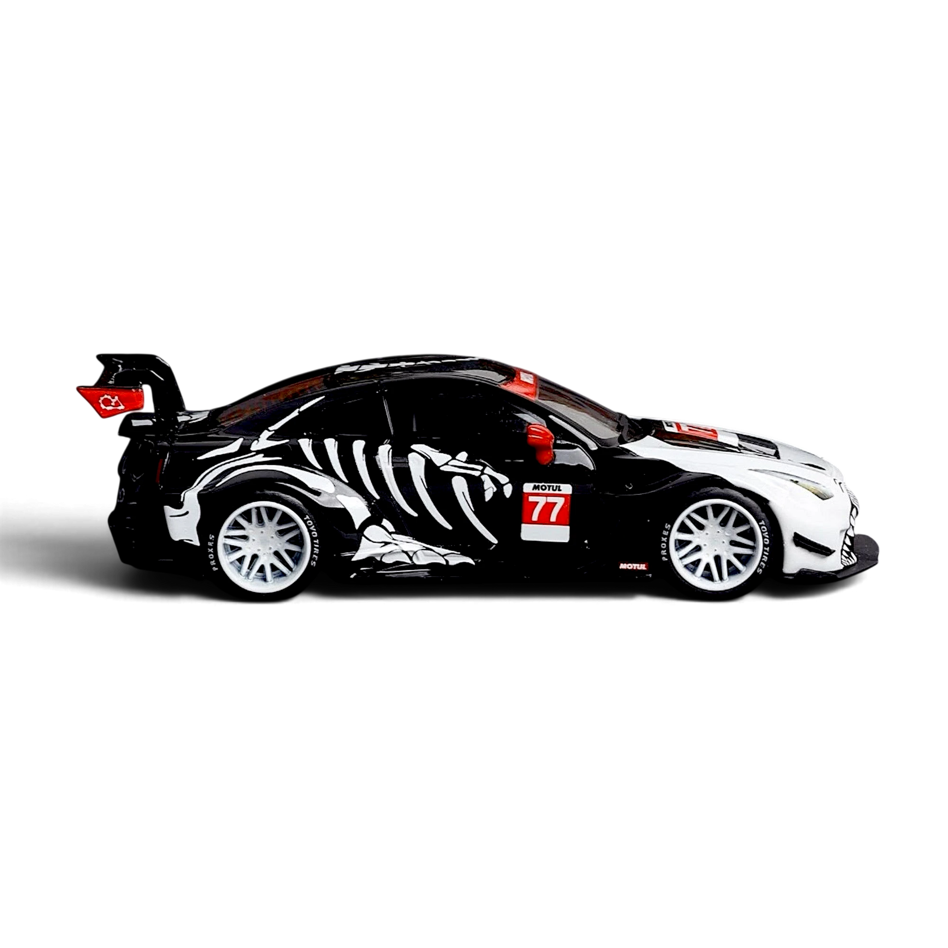 Lot57Supplies Diecast Shop Decode LB 35GT-RR Nissan diecast model with white wheels and high wing in 1:64 scale