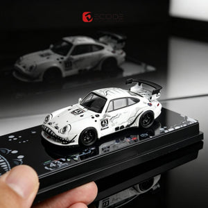 Lot57Supplies Diecast Shop Decode RWB 993 White Dragon 1:64 scale diecast model car with custom graphic livery