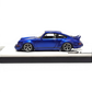 Lot57Supplies Diecast Shop DeepMaker Singer DLS 1:64 scale blue metallic resin model car with wing spoiler on display base.