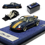 Lot57Supplies Diecast Shop Dark Blue Metallic Gold Special 1:64 DeepMaker Singer DLS resin model car with gold stripes.