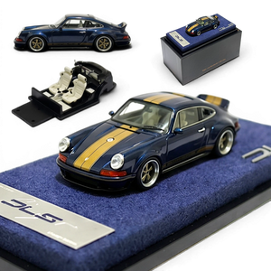 Lot57Supplies Diecast Shop Dark Blue Metallic Gold Special 1:64 DeepMaker Singer DLS resin model car with gold stripes.